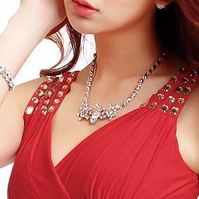 Charming Sleeveless V Neck Wrap Dress - Red