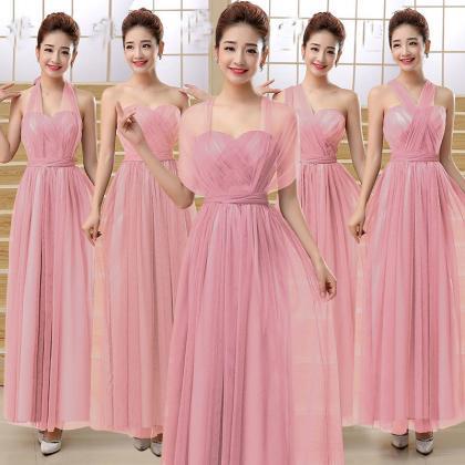 Cute Multi Wear Evening Party Dress - Pink