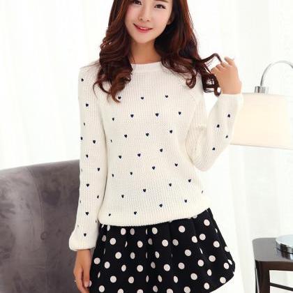 Heart Decoration Pullovers Sweater
