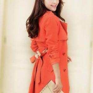 Lady Style Turndown Collar Trench Coats With Belt..