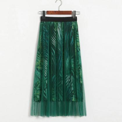 New High Waisted Pleated Printed Lo..