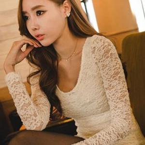 Alluring Hollow Sleeve Scoop Design Lace Dress -..