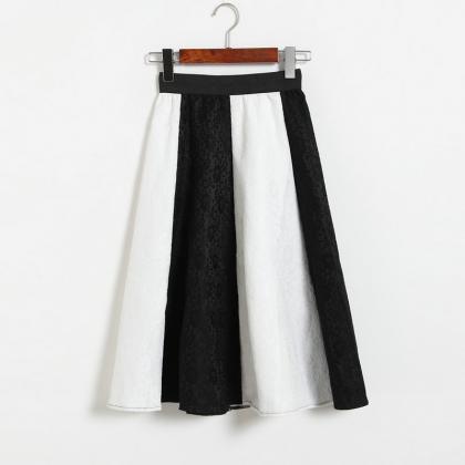 Elegant Lace Patchwork Women High Waist Skirt