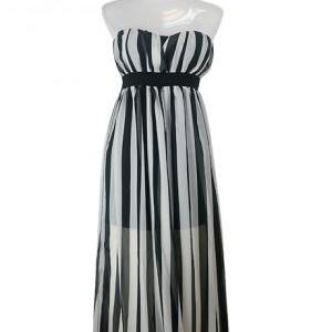 Fashion Long Style Black And White Striped Tube..