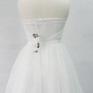 Fashion White Faux Pearl Strap Design Halter Dress..