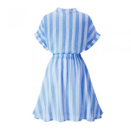 Casual Stripe Chiffon Dress