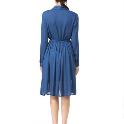 Vogue Middle Calf Length Long Sleeve Chiffon Dress