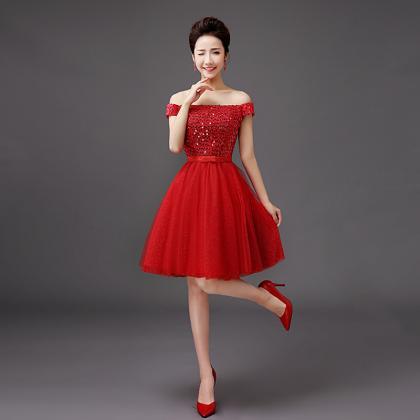 Fashion Designer Red Sequin Evening Party Dress..