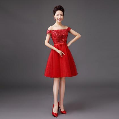Fashion Designer Red Sequin Evening Party Dress..