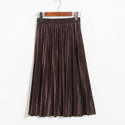 Women Midi High Waist Pleated Skirt..
