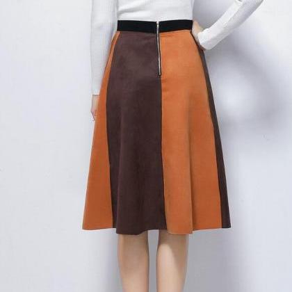 Fashion High Waist Patchwork Skirt (3 Colors）