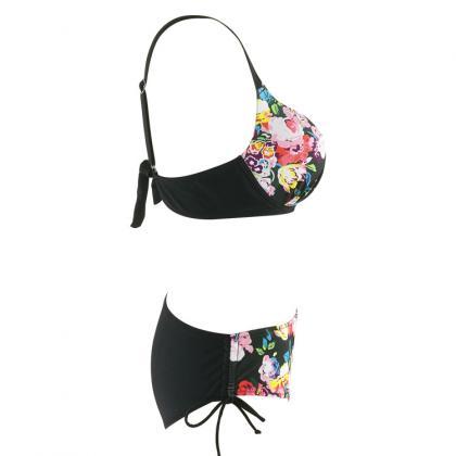 New Plus Size Swimwear Print Floral..