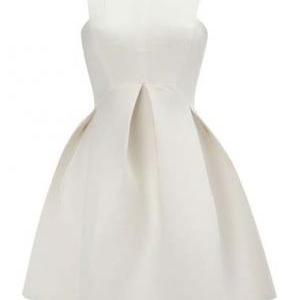 Elegant Solid Sleeveless Pleated Dress For Woman -..