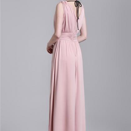 Halter Neck High Waist Dress - Pink