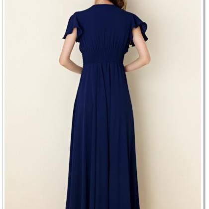 Luxury Designer Evening Party Dress - Dark Blue