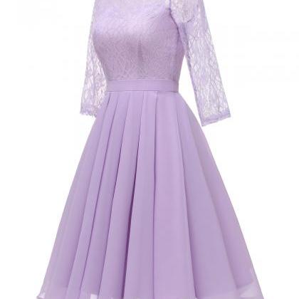 Elegant Patchwork Solid Color Half Sleeve Dress
