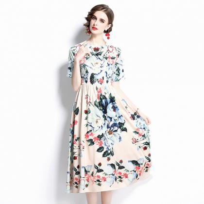 Flower Print Dress For Woman