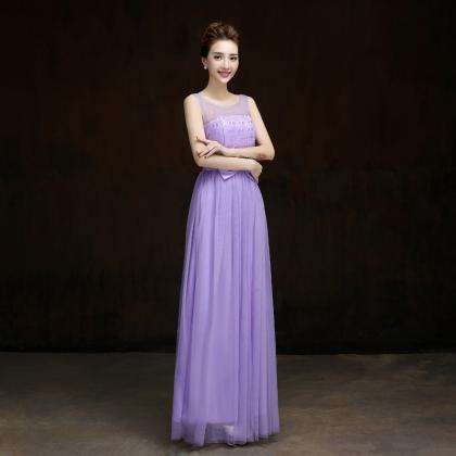 Designer Bow Purple Sleeveless Dress