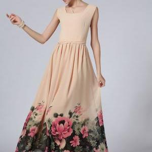 Designer Princess Style Chiffon Maxi Dress With..