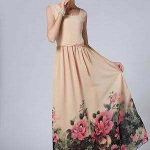 Designer Princess Style Chiffon Maxi Dress With..