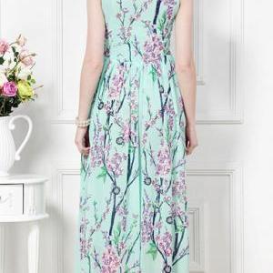 Comfy Square Collar Sleeveless Floral Ankle Length..