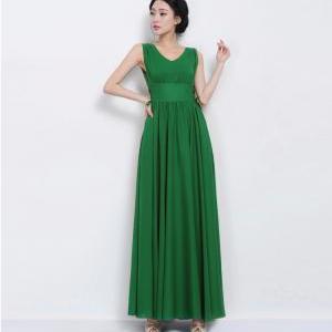 Beautiful Designer Green Chiffon Maxi Dress