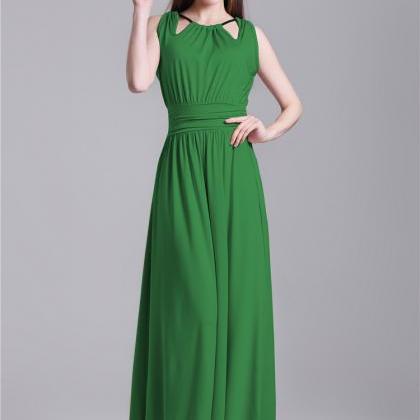 Halter Neck High Waist Dress - Green