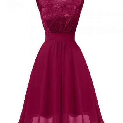 Elegant Sleeveless Round Neck Lace Patchwork Dress