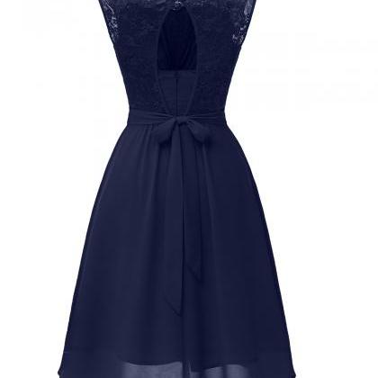Elegant Sleeveless Round Neck Lace Patchwork Dress