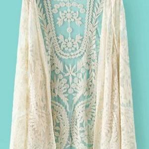 Beautiful Enchanting Long Sleeve Beige Lace..