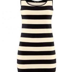 Chic Round Neck Stripe Design Sheath Dress For..
