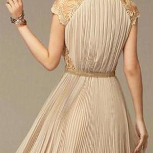 Classic Beautiful Cap Sleeve V Neck Chiffon Dress..