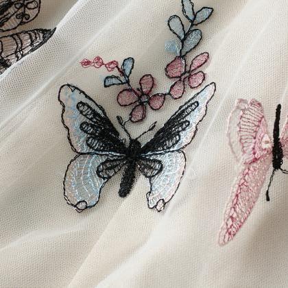 Autumn High Waist Butterfly Gauze Skirt