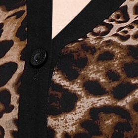 Trendy Leopard V Neck Long Sleeve Shirt For Woman
