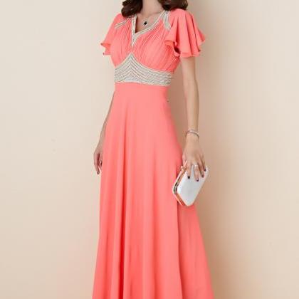 Luxury Designer Evening Party Dress - Orange