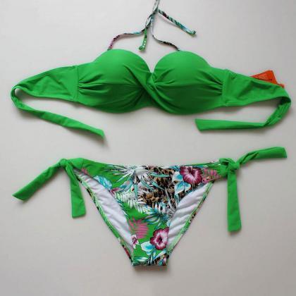 Women Print Bikini Swimsuits Push Up Bikini Set -..