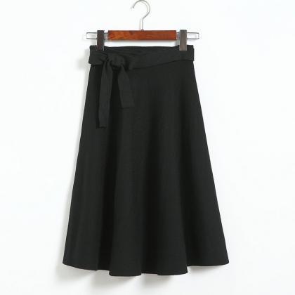Bow High Waist A Line Slim Skirt