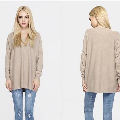 Loose Long Sleeves Pullover Knitting Sweater For..