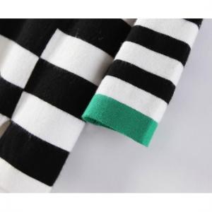 Fashion Color Block Round Neck Knitting Striped..