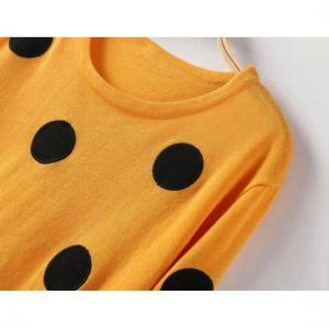 Cute Polka Dots Print Long Sleeves Pullover Round..