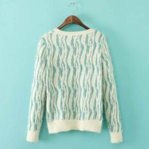 Casual Striped Print Slim Pullover Knitting..
