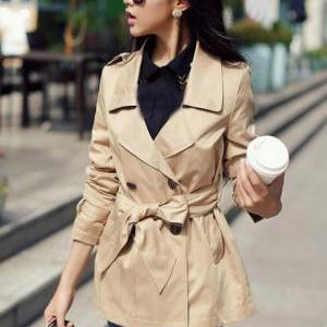 Women Essential Trench Coat With Belt For Autumn..