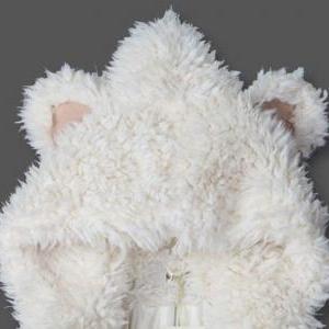 Cute Bear Hat Cashmere Winter Coat For Girls -..