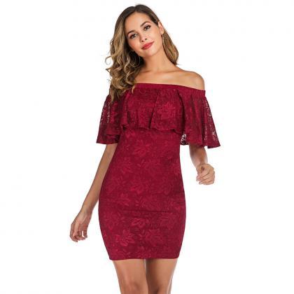 Fashion Lace Sleeveless Dress For Lady -red