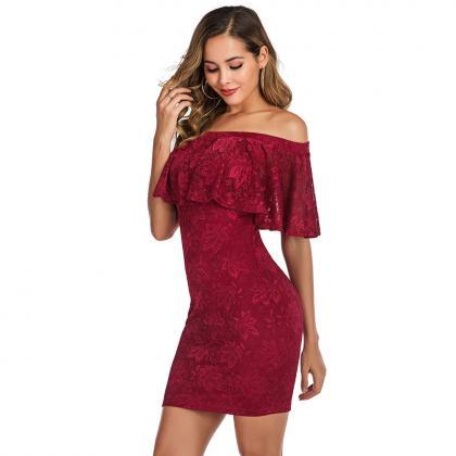 Fashion Lace Sleeveless Dress For Lady -red