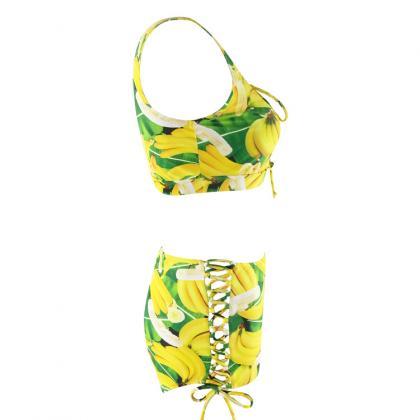 Banana Pattern Swimwear Women Bikini Set