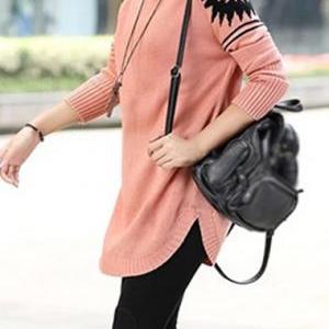 Style Round Neck Long Sleeve Sweater Pullover -..