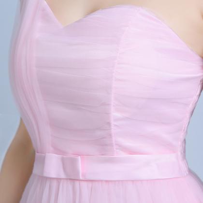 Beautiful One Shoulder Strapless Long Dress - Pink