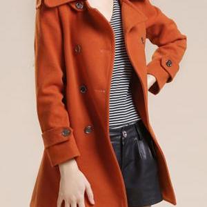 Fashion Turndown Collar Long Sleeve Coat With..