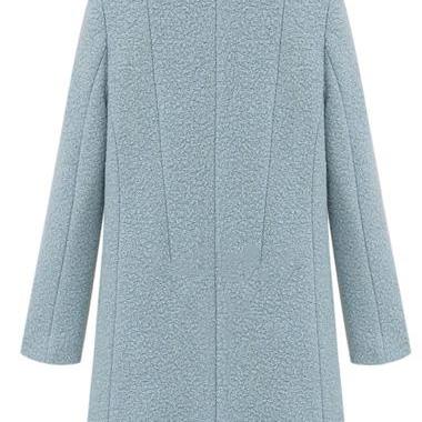 Comfy Turndown Collar Button Fly Woolen Coat For..